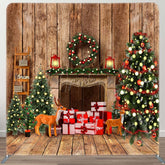 Aperturee - Aperturee Cabin Lights Merry Christmas Pillow Cover Backdrop